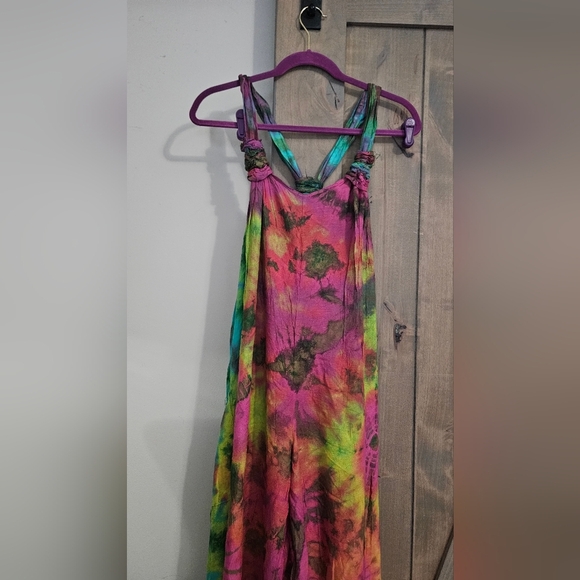 Hand Dyed Bohemian Hippie Tie-Dye Harem Jumpsuit. Multi. O/S NWT - Picture 9 of 15